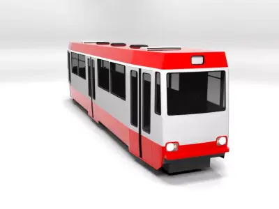 TRAM LOWPOLY metro train Low-poly 3D model