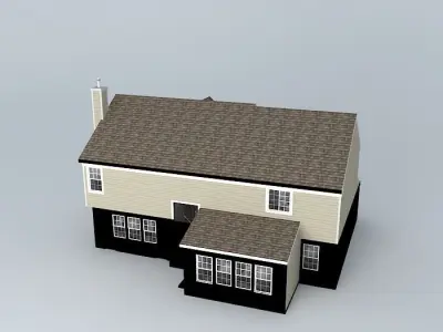 House two story with garage Free 3D model