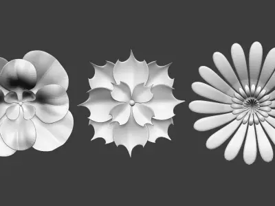 25 Decorative and heraldic flower heads IMM brush set for Zbrush 3D model