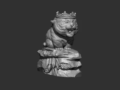 tiger on the mountain 3D print model