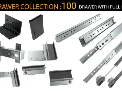 DRAWER COLLECTION 100 Drawer With Full Detail and PBR Texturing 3D model