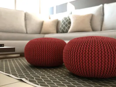 Pouf ottoman cotton knitted seat 3D model