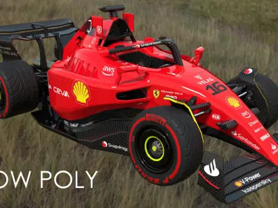 Cartoon Rigged 2023 F1 Cars 3D Model Pack