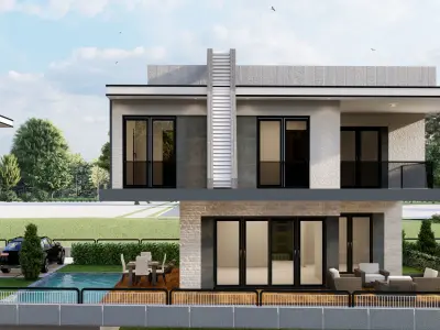 modern villa 3D model 10