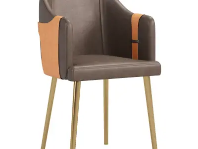 Mid Century Upholstered PU Leather Dining Chair 3D model