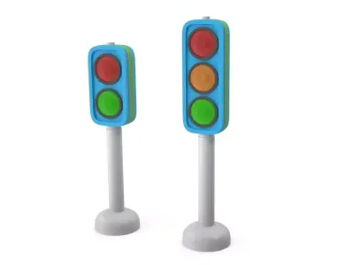 Cartoon traffic lights 3D model