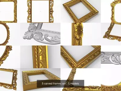 5 carved frames set 3D Model Pack get