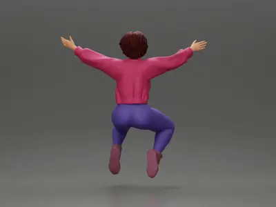 girl being carried on the man s shoulders 3D print model