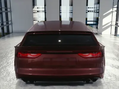 BLENDER EEVEE Brandless Small 4 door hatchback Low-poly 3D model