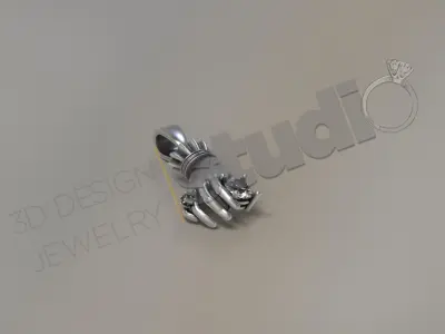 Luxury art design of hand pendant with gem 3d model 3D print model