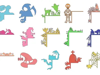 HALLOWEEN DOOR OR WINDOW CORNER SET OF 15 MODELS VOL 4  3D print model