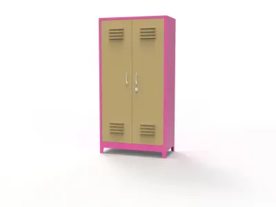 METAL CABINET-DOUBLE LONG-PINK AND CREAM Low-poly 3D model