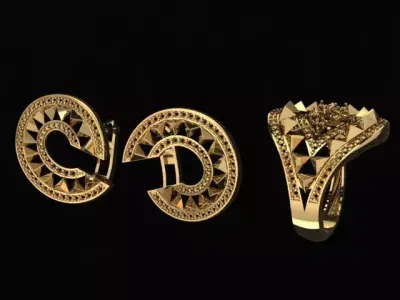 Set Ring and Earring for 3D Models 3D print model