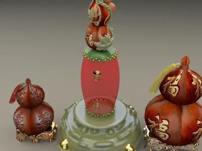 Chinese gourd with drum 3D model