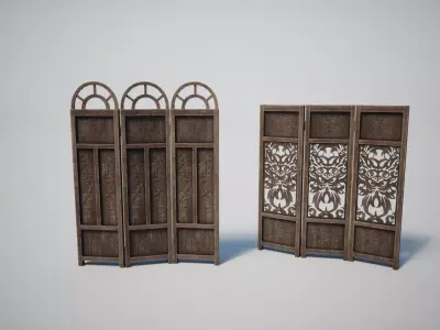 Wooden Screen Low-poly 3D model