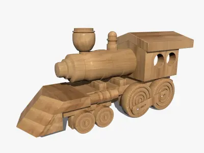 Wooden Toy Train 3D model