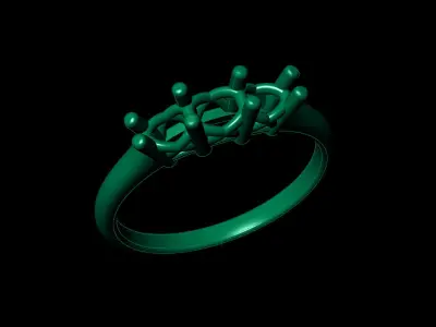 Jewelry Engagement Trilogy Round Ring  Printable model 3D print model