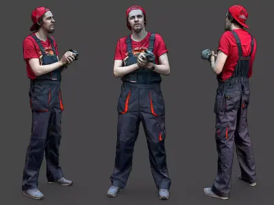 Stylized Car Mechanic Character 3D model