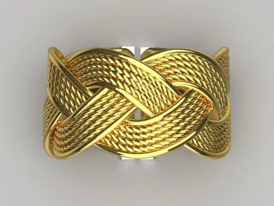 Luxury textured ring with yellow gold model gr0075 3D print model