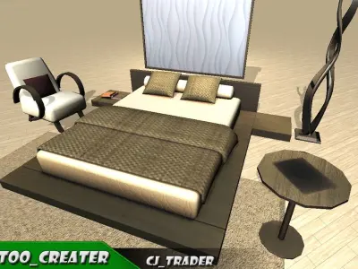 Low-Poly Luxury Bed Room collection 3d model Low-poly 3D model