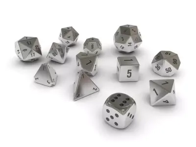 Polyhedral Dice Set - Metallic Low-poly 3D model