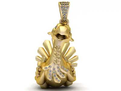 Golden Peacock Charm Pendant 3D print model