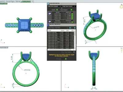 Engagement ring Emily princess 3D print model
