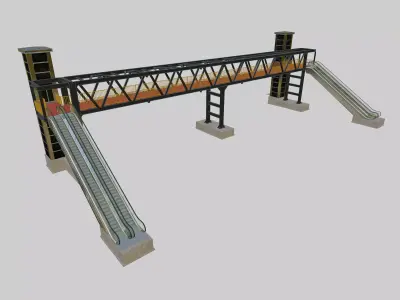 Steel Pedestrian Bridge-Elevator-Escalator-Truss Type-23 3D model