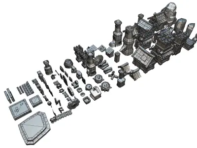 Human RTS Building Set - Proto Series Low-poly 3D model