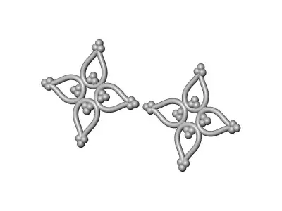 4 motif flower rosette bead crown onlay relief 3D print model