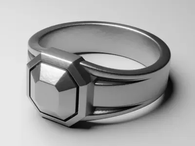 OctaCore Signet Ring - Modern Geometric Metal Jewelry 3D Model 3D print model