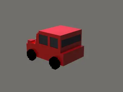 Pixel Car Low Poly Low-poly 3D model