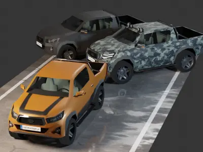 Toyota Hilux Low-poly 3D model