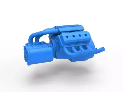 Engine V8 with Potvin Supercharger Scale 1 to 25 3D print model