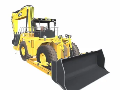 Backhoe Loader JCB 3CX Rigged Low-poly 3D model