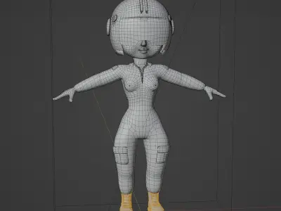 3D game-ready Cartoon racer girl Low-poly 3D model