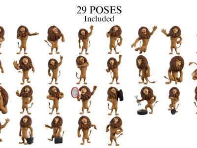 Cartoon Mascot Lion Rigged 3D model 3D model