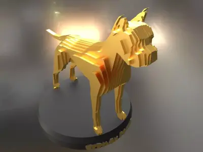 Parametric German Boxer Dog Low-poly 3D model