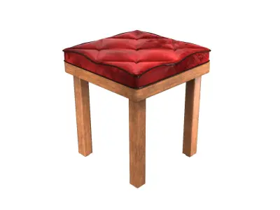 Stool red velvet 3D model