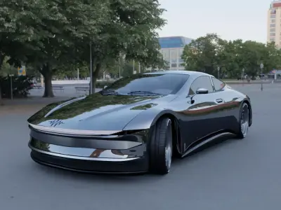 Futuristic Concept Car High-Poly 3D Model with Interior 3D model