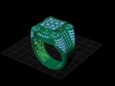 Print Ready STL 3DM  Gents Rings Diamond Men Ring  3D print model 13