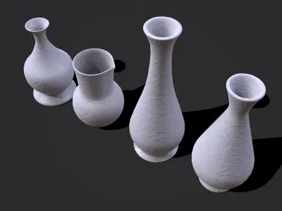 Earthenware Clay Pottery Jugs Low-poly 3D model