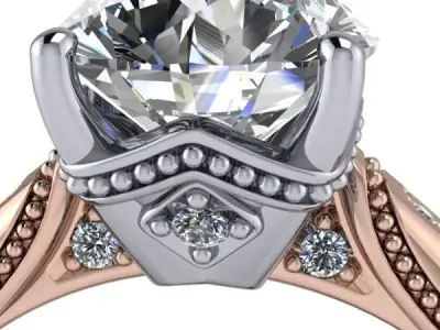 Antique Vintage Classic Milgrain Crown Wedding Band Ring Jewelry 3D print model