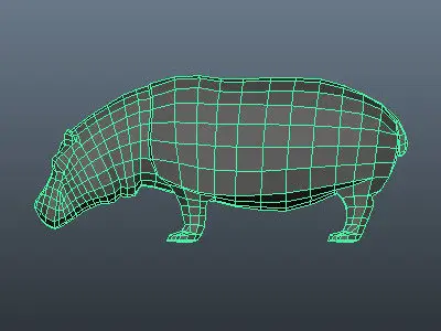 Low Poly Hippopotamus Low-poly 3D model