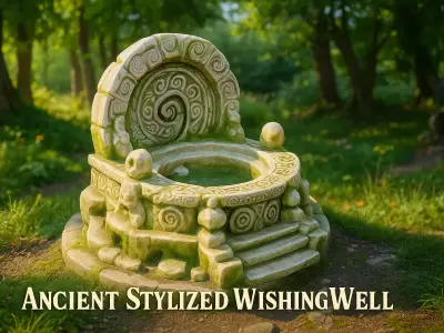 Stylized Ancient Stone Fountain Game Asset 3D model