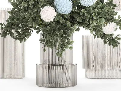 Large bouquet of flowers and greenery blue white hydrangea 354 3D model