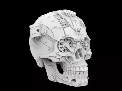 Steampunk Mechanical Skull 3D Print Model 3D print model