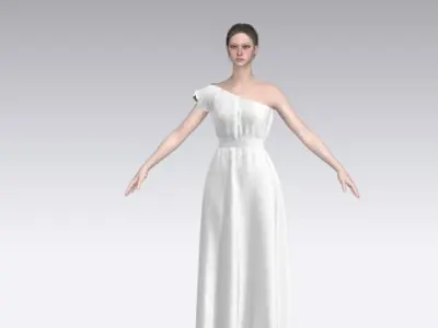 dress one shoulder drape skirt Low-poly 3D model