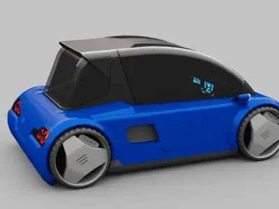 Futuristic city car  rigged 3D model