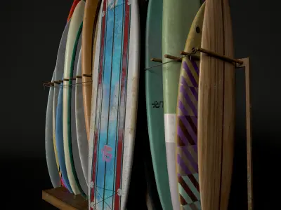 Surfboard Collection Pack - Game-Reedy  Low-poly 3D model